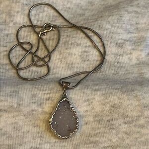 Sterling silver snake 18 chain with teardrop druzy pendant, sparkly, stamped 925